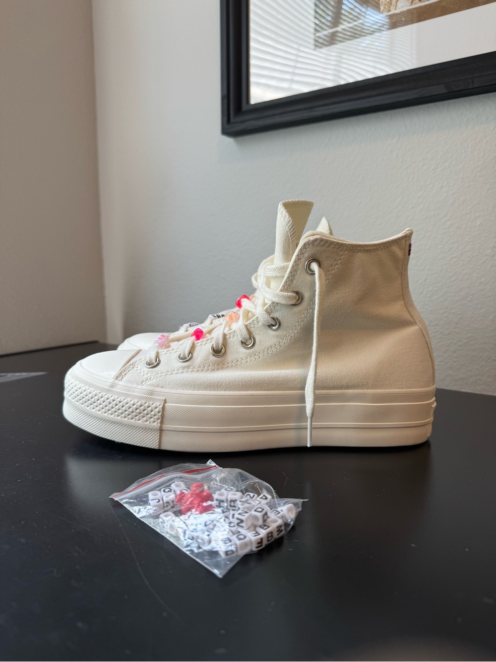 Converse CTAS Hi Lift DIY Beads Egret Platform Sneakers